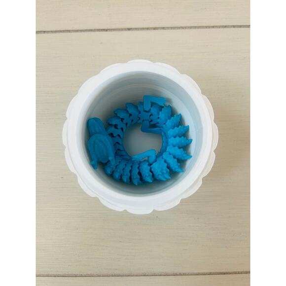 3D Printed Flexible 11 Inch Blue Dragon With White Dragon Egg Fidget Toy - Picture 2 of 8